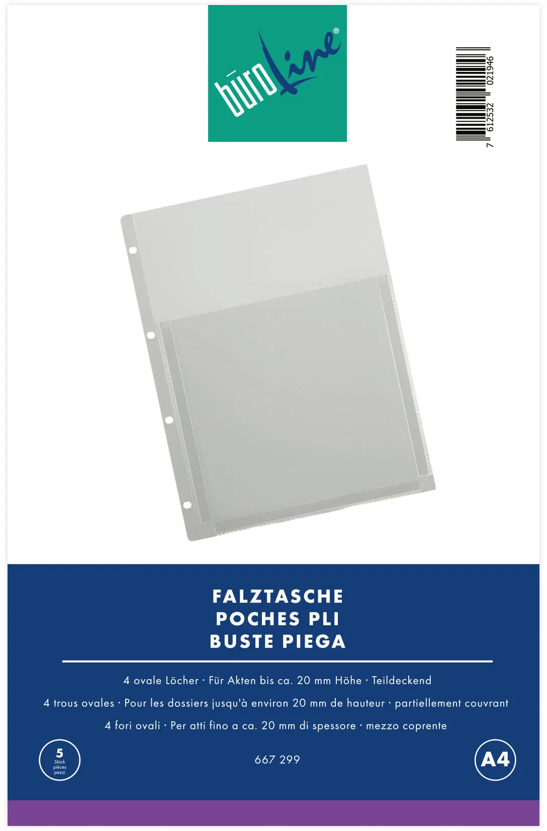 BÜROLINE Falztaschen A4 667299 5 Stück Idealshop