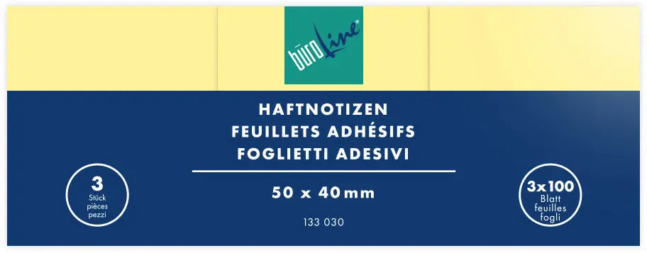 BÜROLINE Haftnotizen 50x40mm 133030 gelb 3x100 Blatt Idealshop