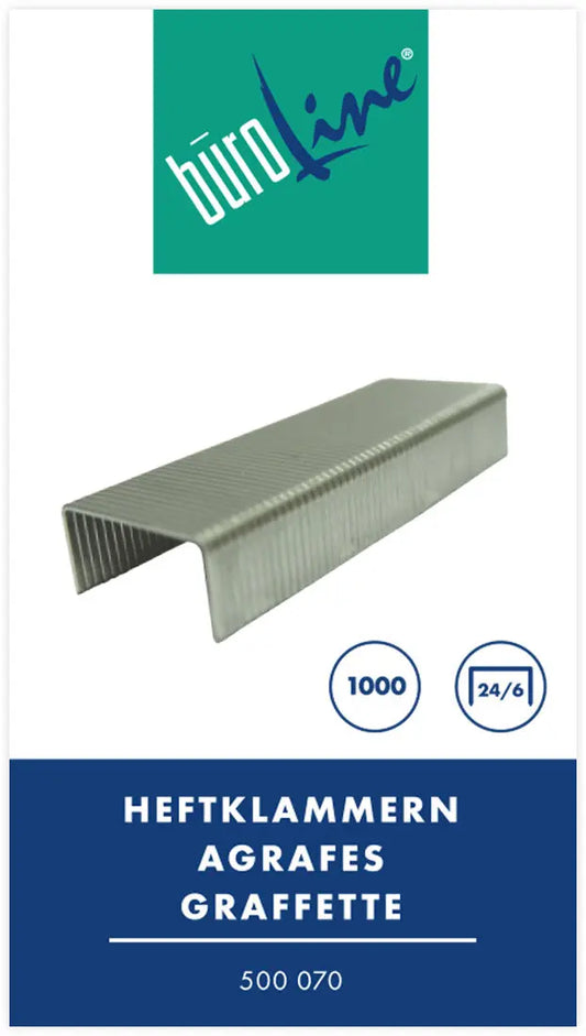 BÜROLINE Heftklammern 24/6mm 500070 1000 Stück Idealshop