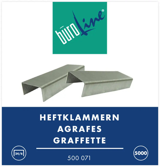 BÜROLINE Heftklammern 24/6mm 500071 5000 Stück Idealshop