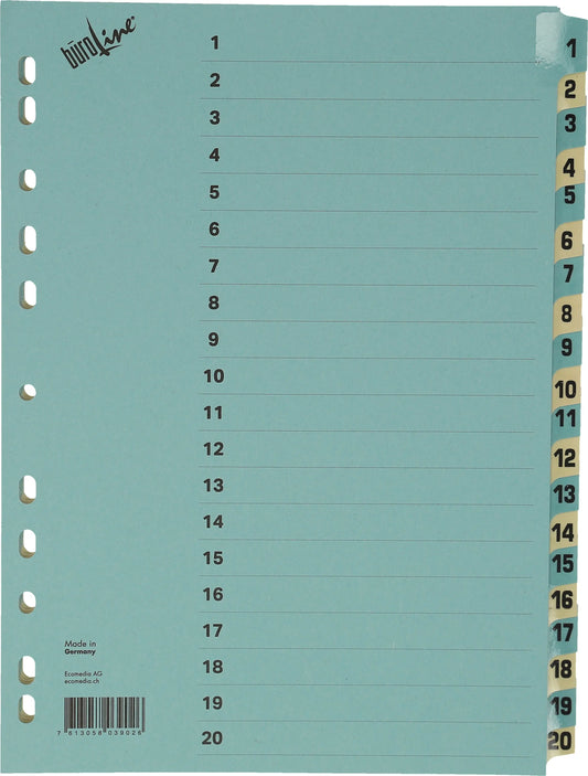 BÜROLINE Kartonregister A4 40552 blau/beige 1-20 Idealshop