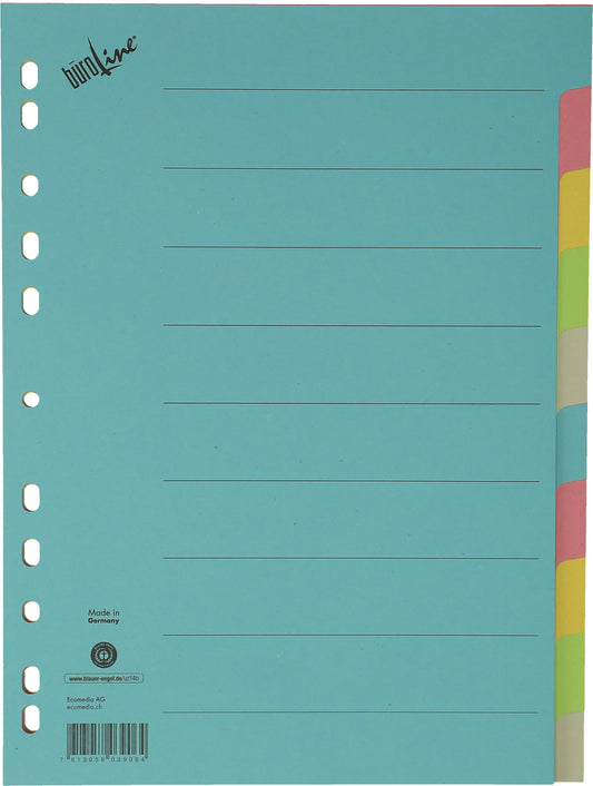 BÜROLINE Kartonregister A4 40580 bunt 10-teilig Idealshop