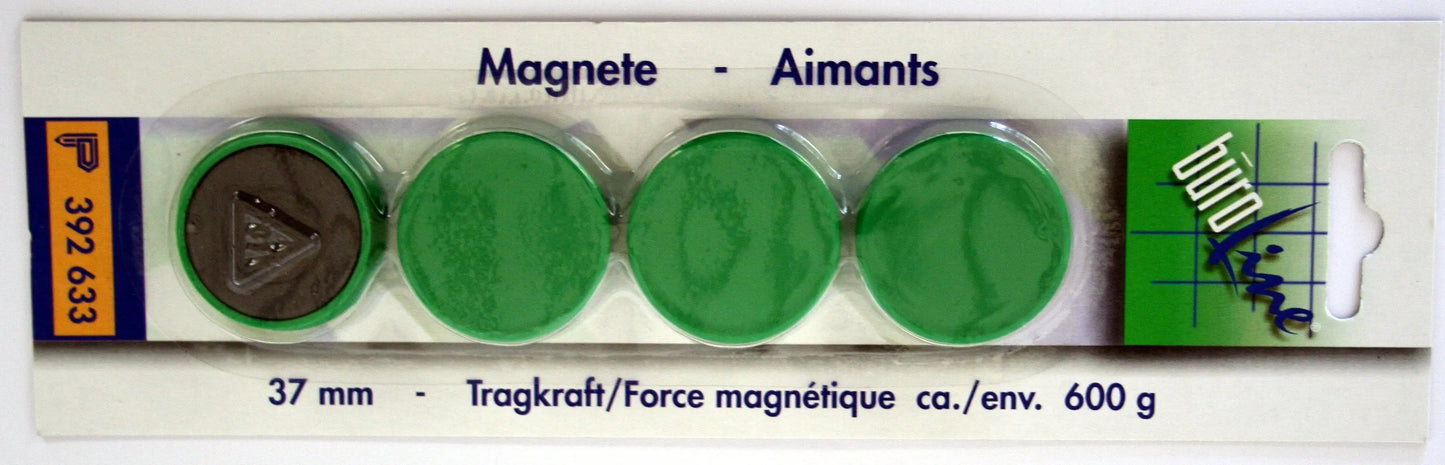 BÜROLINE Magnet 37 mm 392633 grün 4 Stück Idealshop