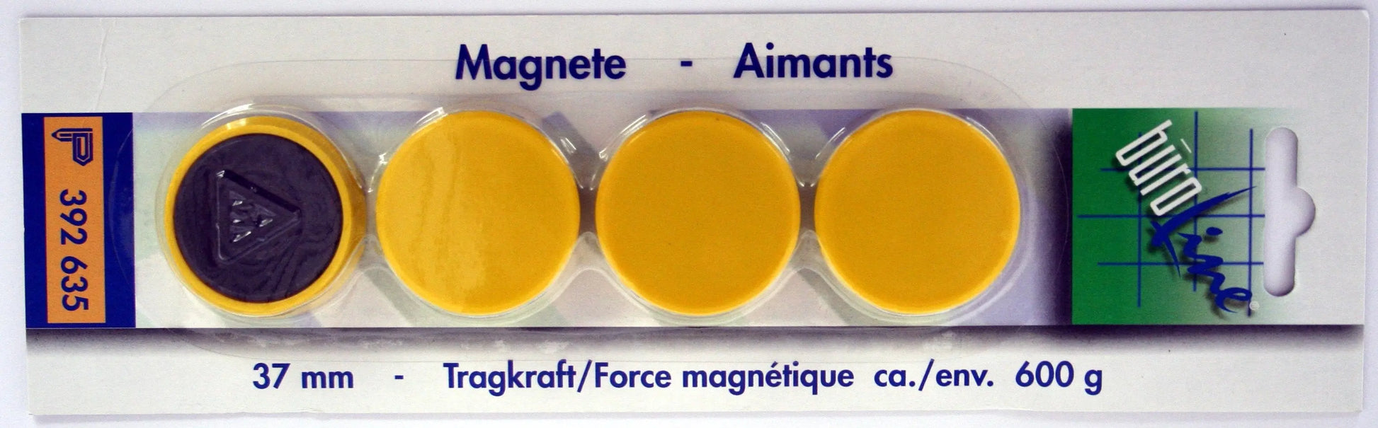 BÜROLINE Magnet 37 mm 392635 gelb 4 Stück Idealshop