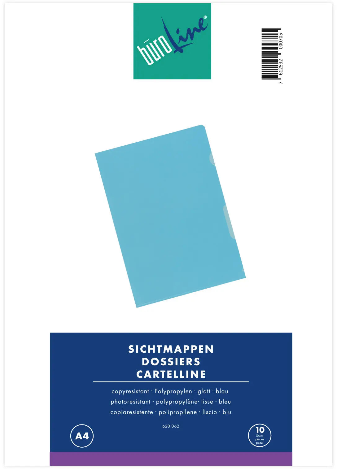BÜROLINE Sichtmappen A4 620062 blau 10 Stück Idealshop