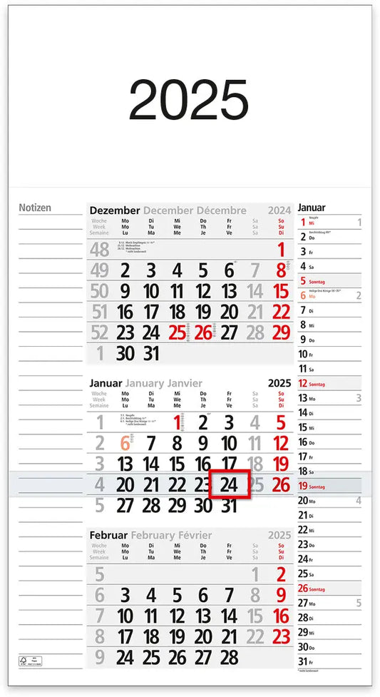 BÜHNER    3-Monatskalender          2025 Idealshop