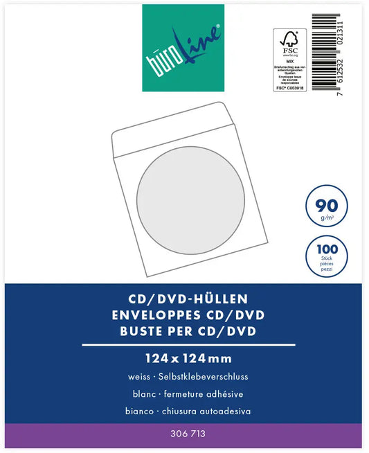 BÜROLINE  CD/DVD-Hüllen        124x124mm Idealshop