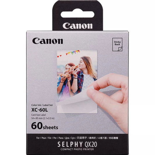 CANON Farbtinte/Kleberset 54x85mm XC-60L Selphy QX20 60 Blatt Idealshop