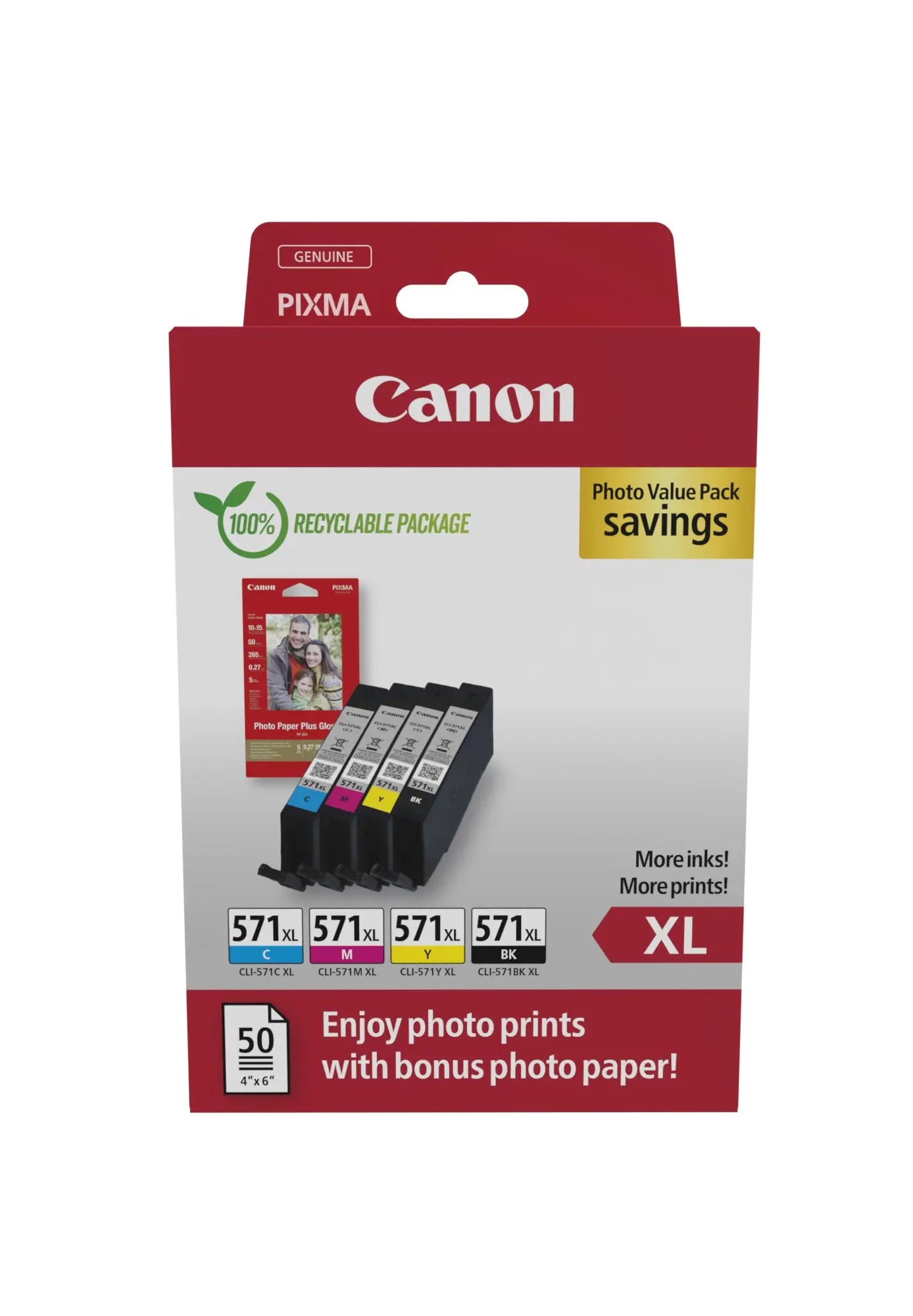 CANON Ink Photo Value Pack XL BKCMY CLI-571VAL PIXMA MG5750 11ml Idealshop