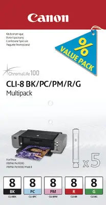 CANON Multipack Tinte BK/PC/PM/R/G CLI-8MULTI PIXMA iP 5200 5 Stück Idealshop