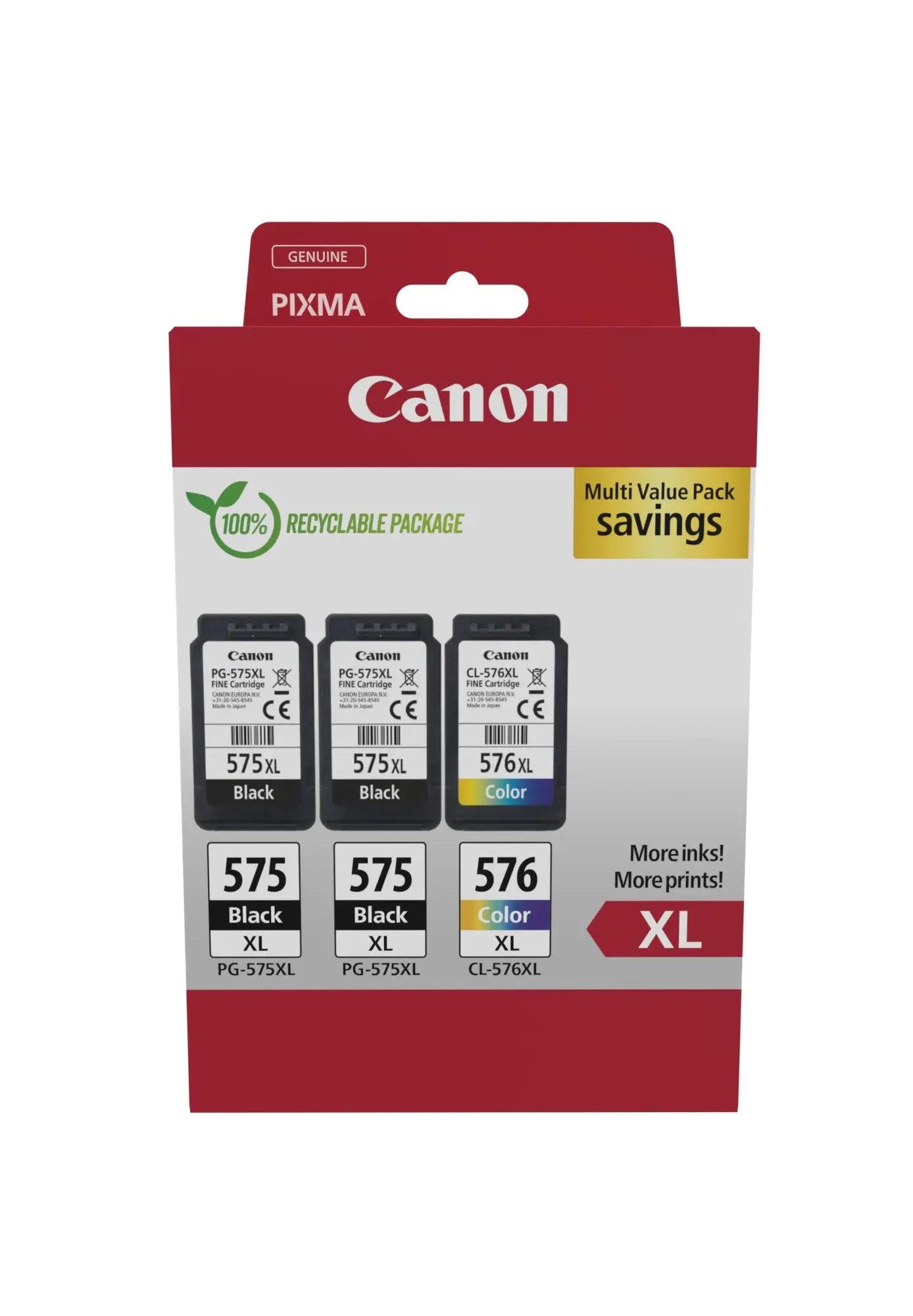 CANON Multipack Tinte XL BKCMY PGCL575/6 Pixma TR4750i 2xBKXL & 1xCMYXL Idealshop