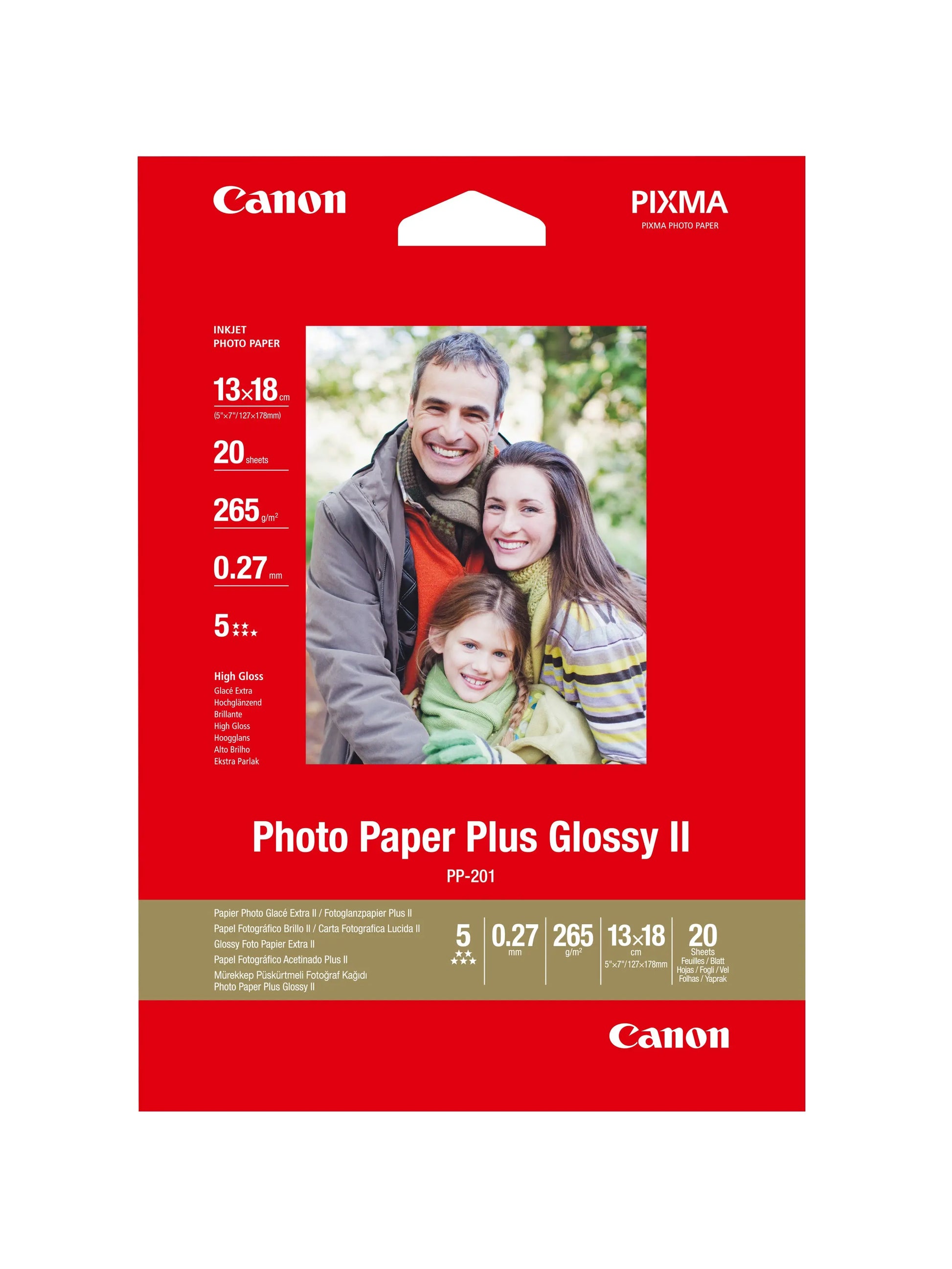 CANON Photo Paper Plus 265g 13x18cm PP2015x7 InkJet glossy II 20 Blatt Idealshop