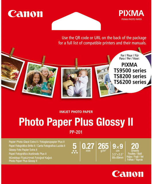 CANON Photo Paper Plus 265g 9x9cm PP201 9x9 InkJet glossy II 20 Blatt Idealshop