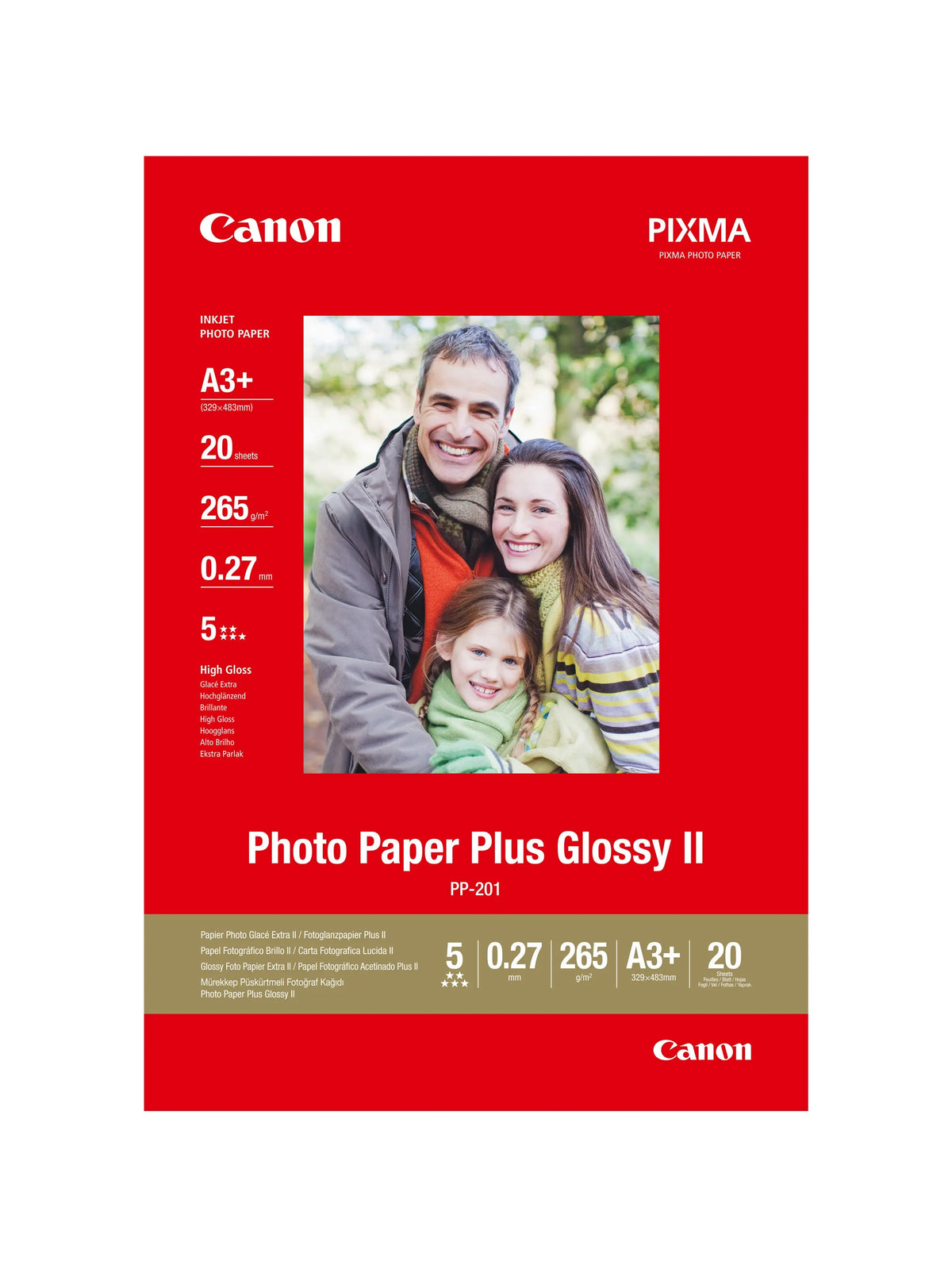 CANON Photo Paper Plus 265g A3+ PP201A3+ InkJet glossy II 20 Blatt Idealshop