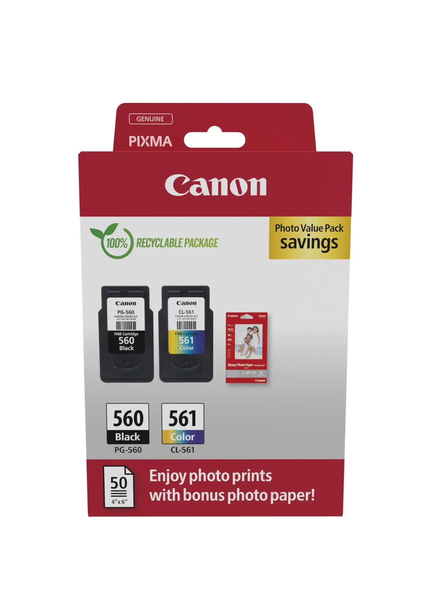 CANON Photo Value Pack XL BKCMY PGCL560/1 Pixma TS5350 2xBKXL & 1xXLCMY Idealshop