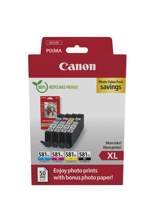 CANON Photo Valuepack XL BKCMY CLI-581XL Pixma TR7550 4x8.3ml Idealshop