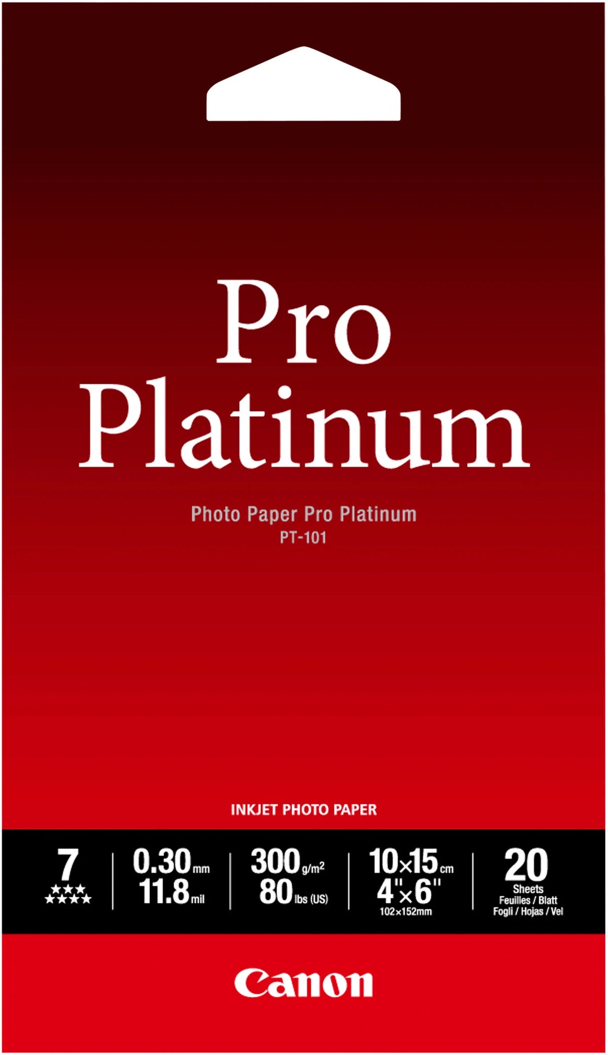 CANON Pro Platinum Photo Pap.10x15cm PT101A6 InkJet glossy 300g 20 Blatt Idealshop