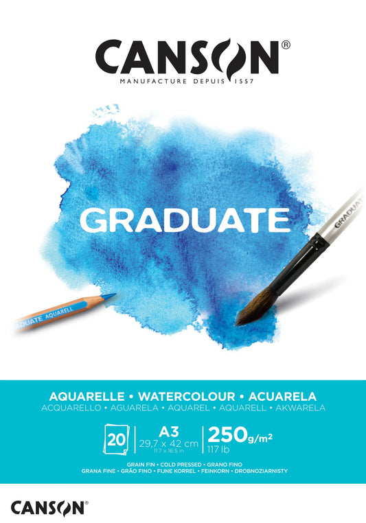 CANSON Graduate Aquarelle A3 400110375 20 Blatt, weiss, 250g Idealshop