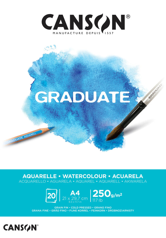 CANSON Graduate Aquarelle A4 400110374 20 Blatt, weiss, 250g Idealshop