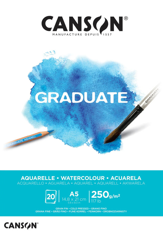 CANSON Graduate Aquarelle A5 400110373 20 Blatt, weiss, 250g Idealshop