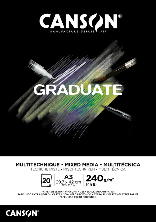 CANSON Graduate Mixed Media A3 31250P018 20 Blatt, schwarz, 240g Idealshop