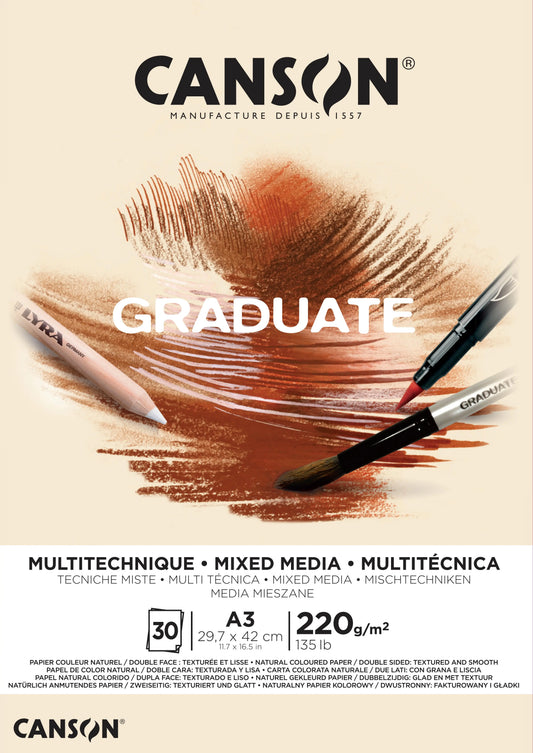 CANSON Graduate Mixed Media A3 400110369 20 Blatt, beige, 220g Idealshop