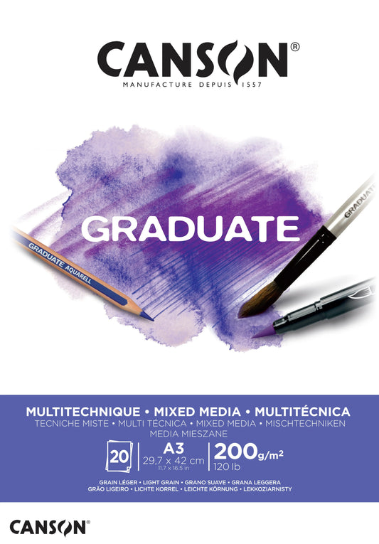 CANSON Graduate Mixed Media A3 400110378 20 Blatt, weiss, 200g Idealshop