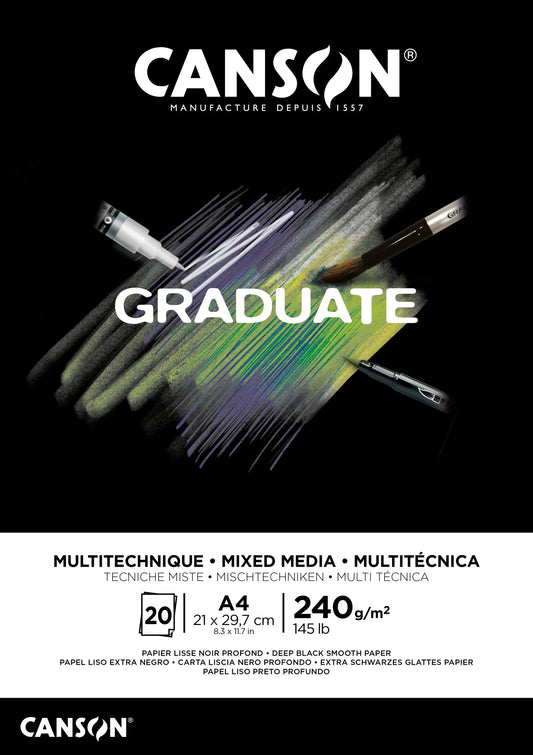 CANSON Graduate Mixed Media A4 31250P017 20 Blatt, schwarz, 240g Idealshop