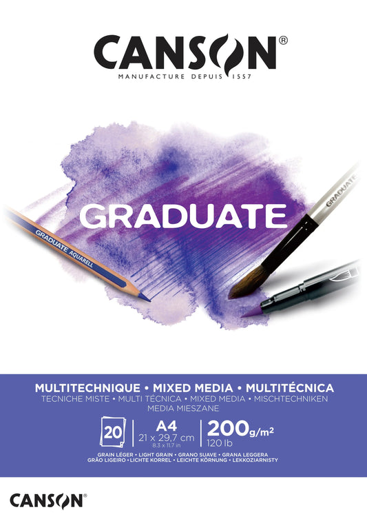 CANSON Graduate Mixed Media A4 400110377 20 Blatt, weiss, 200g Idealshop