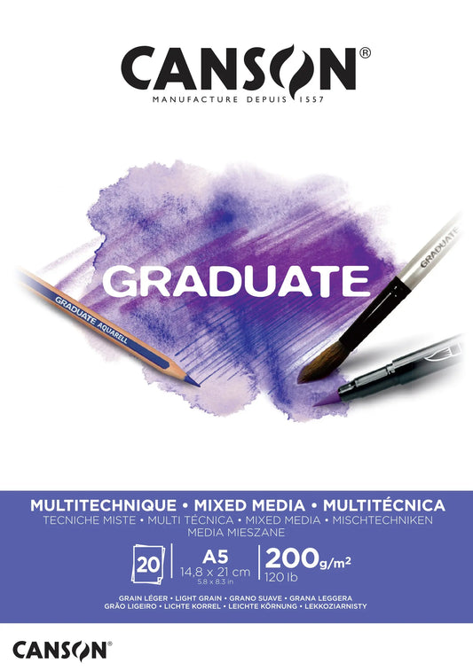 CANSON Graduate Mixed Media A5 400110376 20 Blatt, weiss, 200g Idealshop