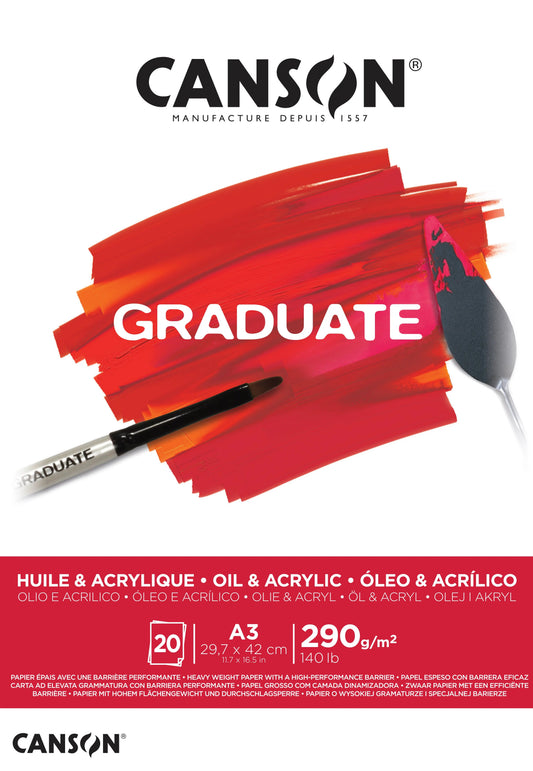 CANSON Graduate Öl und Acryl A3 400110381 20 Blatt, weiss, 290g Idealshop