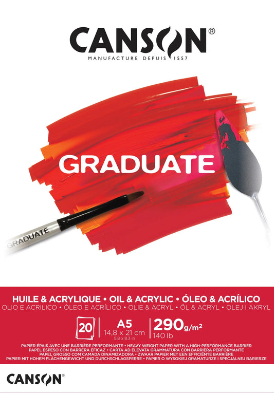 CANSON Graduate Öl und Acryl A5 400110379 20 Blatt, weiss, 290g Idealshop