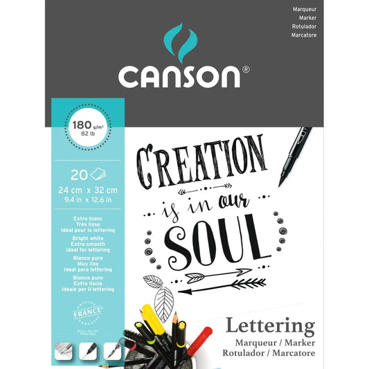 CANSON Letteringblock 24x32cm 400109921 20 Blatt, bright white, 180g Idealshop