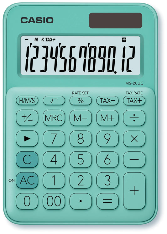 CASIO Mini Taschenrechner MS-20UC-GN-S 12-stellig grün Idealshop