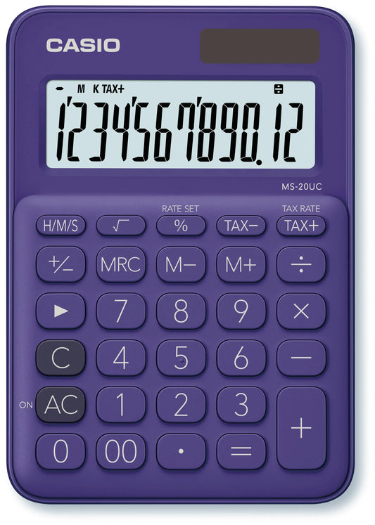 CASIO Mini Taschenrechner MS-20UC-PL-S 12-stellig violett Idealshop