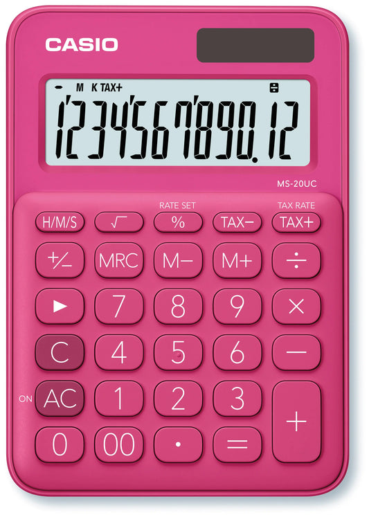 CASIO Mini Taschenrechner MS-20UC-RD-S 12-stellig rot Idealshop