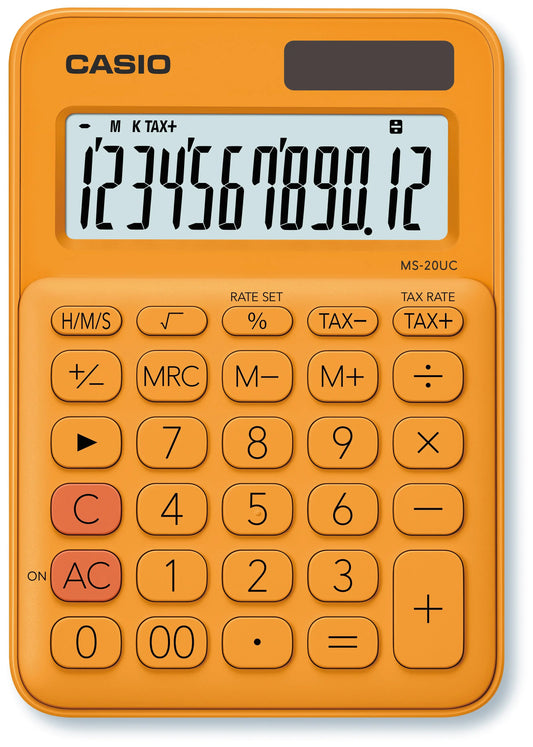 CASIO Mini Taschenrechner MS-20UC-RG-S 12-stellig orange Idealshop