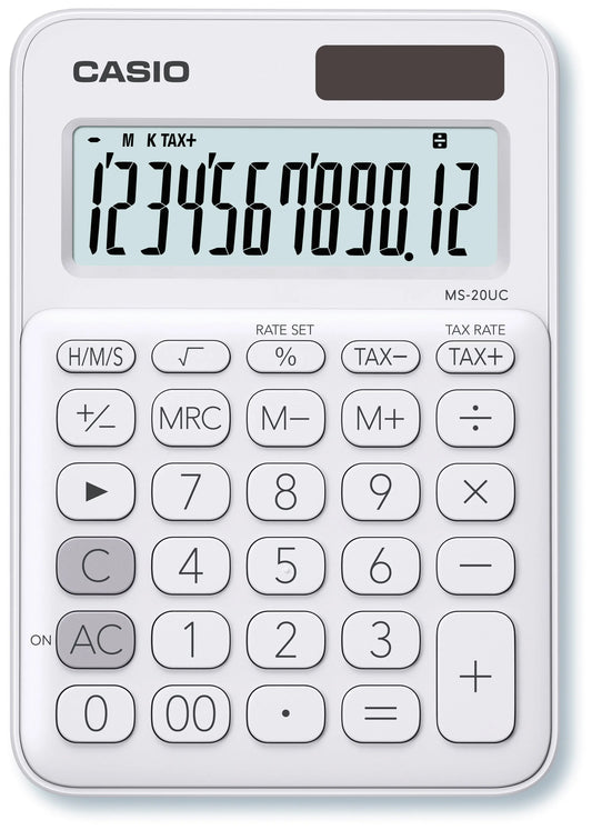 CASIO Mini Taschenrechner MS20UCWE 12-stellig weiss Idealshop