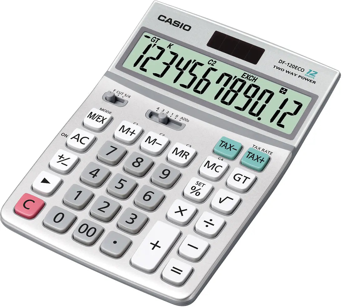 CASIO Tischrechner ECO DF-120ECO 12-Stellig, Solar/Batterie Idealshop