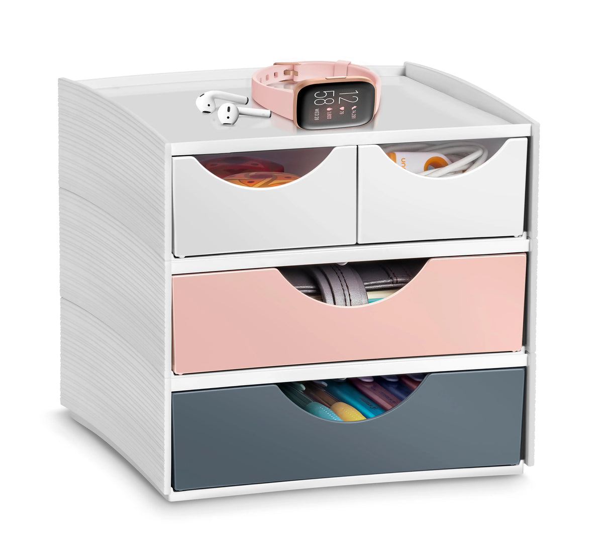 CEP Schubladenbox MyCube Mineral 1032111681 4 Schubl. weiss/grau/pink Idealshop