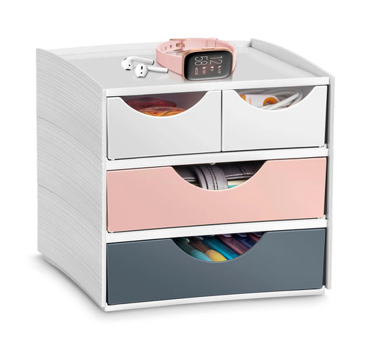 CEP Schubladenbox MyCube Mineral 1032111681 4 Schubl. weiss/grau/pink Idealshop
