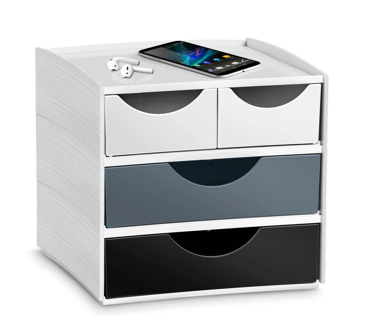 CEP Schubladenbox MyCube Mineral 1032112611 4 Schubl. weiss/grau/schwarz Idealshop