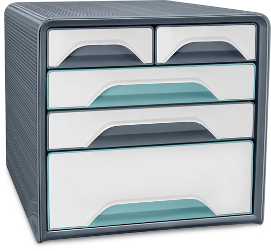 CEP Schubladenbox Smoove Riviera 1072136301 5 Schubladen grau/ weiss/mint Idealshop
