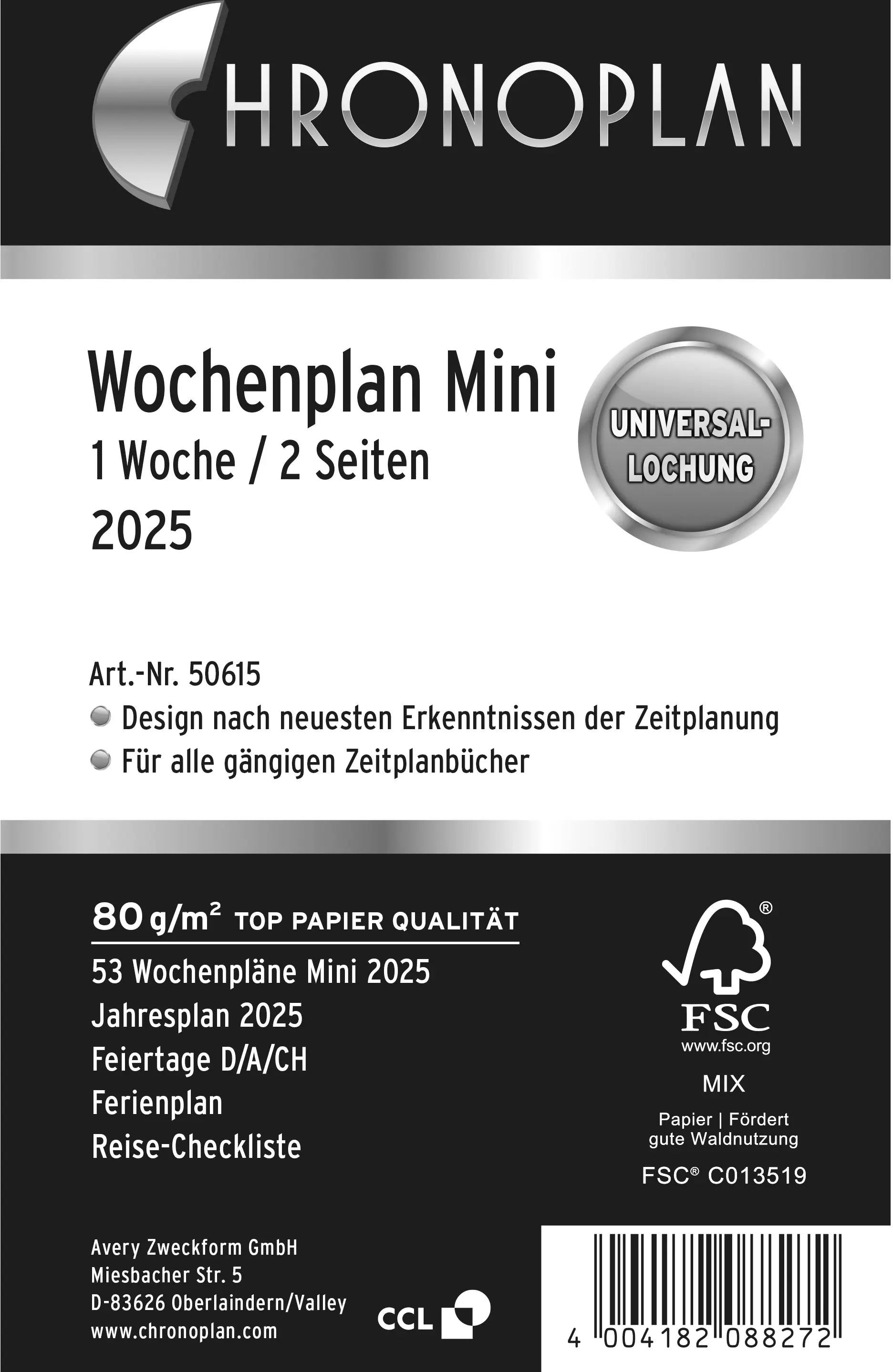 CHRONOPLA Ersatz Wochenblätter      2025 Idealshop