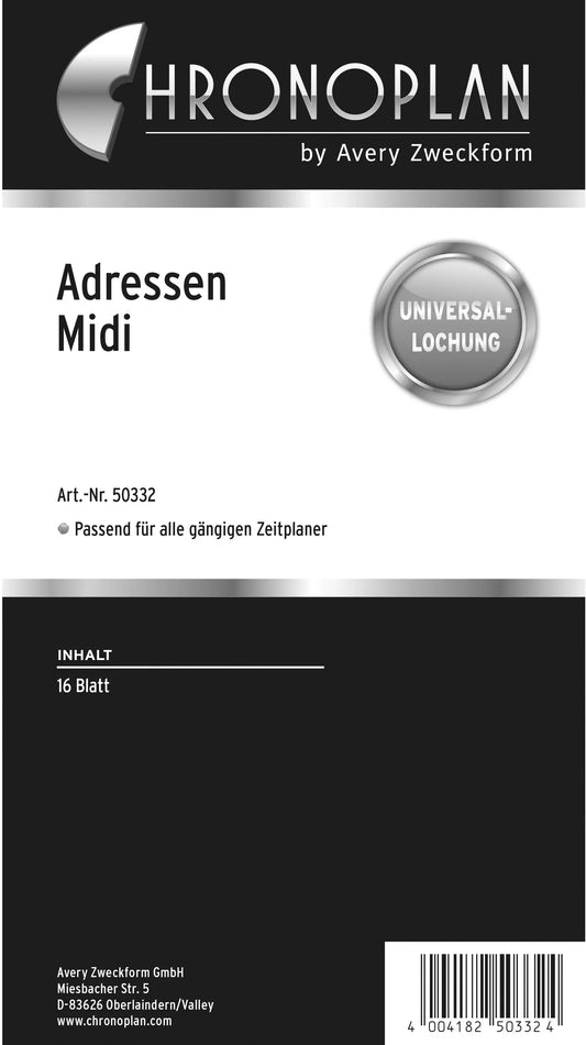 CHRONOPLAN Adressen 50332Z.26 16 Blatt Midi Idealshop