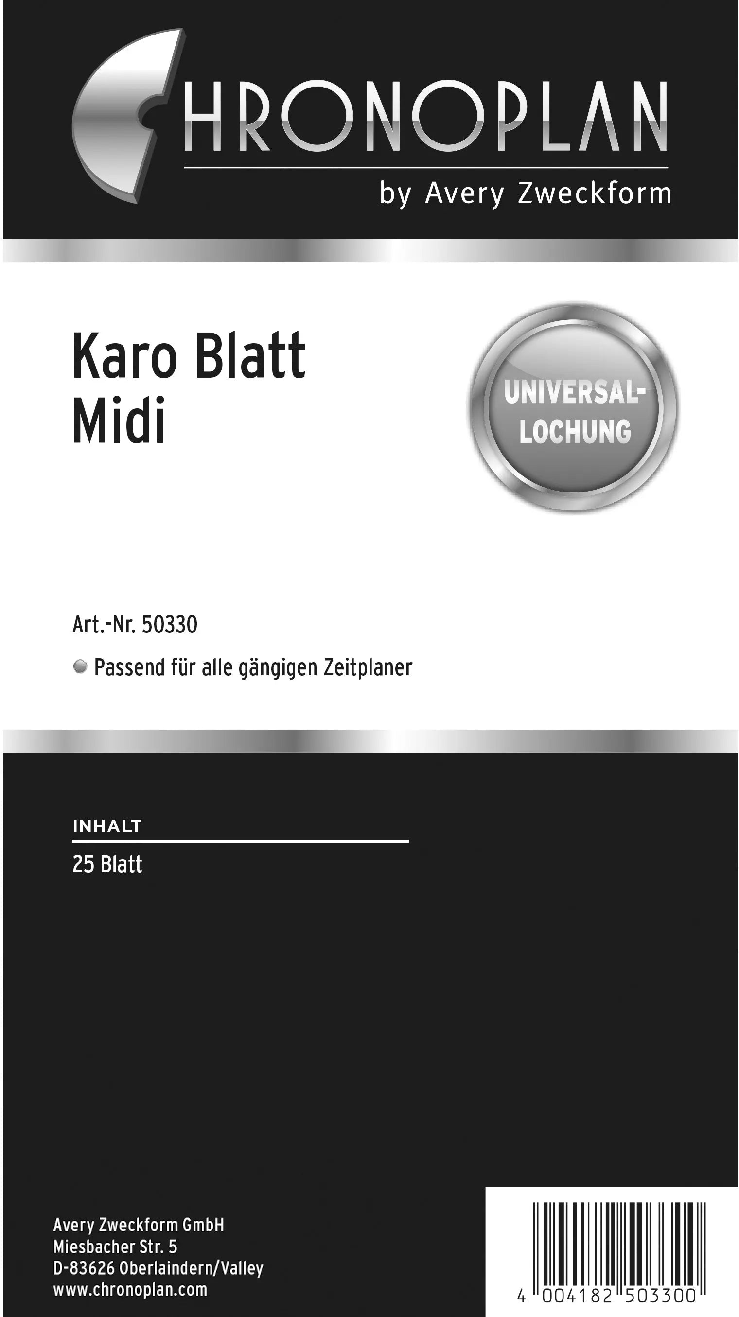 CHRONOPLAN Blatt kariert 50330Z.26 25 Blatt Midi Idealshop