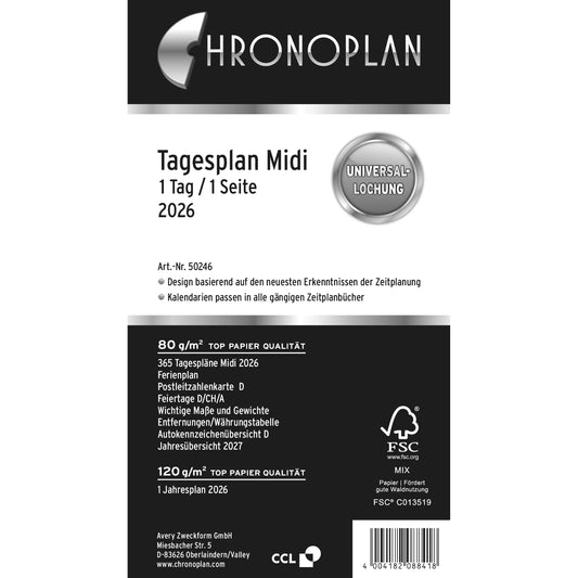CHRONOPLAN Ersatz Tagesplan 2026 50246Z.26 1T/1S Midi Idealshop