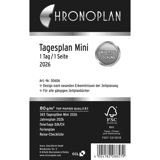 CHRONOPLAN Ersatz Tagesplan 2026 50606Z.26 1T/1S Mini Idealshop