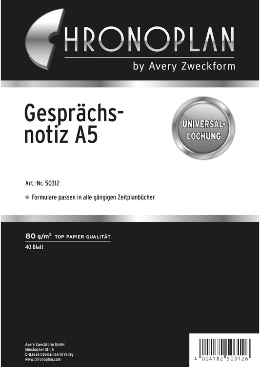 CHRONOPLAN Gesprächsnotizen 50312Z.26 40 Blatt A5 Idealshop