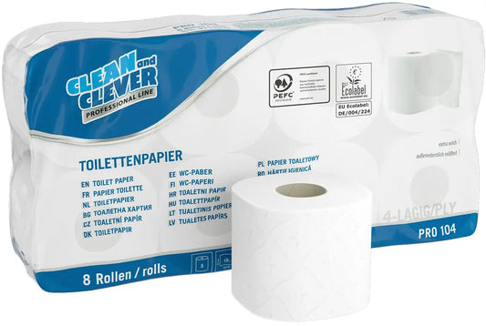 CLEAN AND CLEVER WC-Papier 4-lagig 9.7x12.5cm 14600 hochweiss PRO104 72 Rl.150 Bl. Idealshop